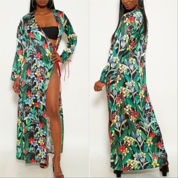 Duster Kimono Floral Cover up - JIAO - Picture 1 of 4